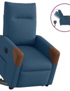 vidaXL Електрическа стойка нагоре Реклинер стол Синя тъкан