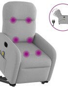 vidaXL Електрически изправящ масажен реклайнер стол облачносив текстил
