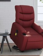vidaXL Електрически изправящ масажен реклайнер виненочервен еко кожа