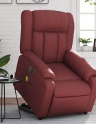 vidaXL Електрически изправящ масажен реклайнер виненочервен еко кожа