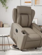 vidaXL Електрически изправящ реклайнер стол капучино изкуствена кожа