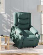 vidaXL Електрически изправящ реклайнер стол тъмнозелен текстил
