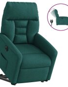 vidaXL Електрически изправящ реклайнер стол тъмнозелен текстил