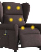 vidaXL Електрически масажен наклоняем стол тъмнокафяв текстил