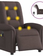 vidaXL Електрически масажен наклоняем стол тъмнокафяв текстил