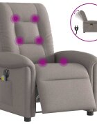 vidaXL Електрически масажен наклоняем стол таупе текстил