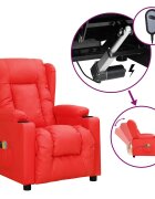vidaXL Електрически масажен стол червен изкуствена кожа