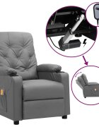 vidaXL Електрически масажен стол сив изкуствена кожа