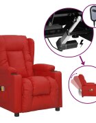 vidaXL Електрически масажен стол виненочервен изкуствена кожа