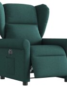 vidaXL Електрически реклайнер стол тъмнозелен текстил