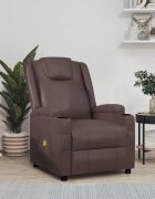 vidaXL Електрически стол кафяв изкуствена кожа