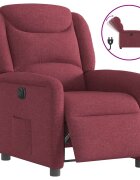 vidaXL Електрически стол реклайнер виненочервен текстил