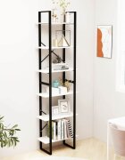 vidaXL Етажерка бяла 60x30x210 см борово дърво масив