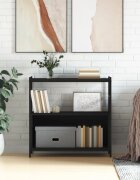 vidaXL Етажерка черна 80x30x785 см инженерно дърво и желязо
