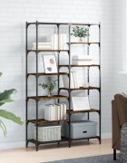 vidaXL Етажерка опушен дъб 100x32x170 см инженерно дърво и желязо