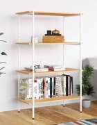 vidaXL Етажерка с 4 рафта бяло и дъб 80x40x130 см