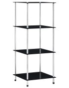 vidaXL Етажерка с 4 рафта черна 40x40x100 см закалено стъкло