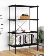 vidaXL Етажерка с 4 рафта черна 80x40x130 см
