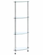 vidaXL Етажерка с 4 рафта прозрачна 30x30x100 см закалено стъкло