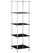 vidaXL Етажерка с 5 рафта черна 40x40x130 см закалено стъкло
