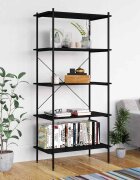 vidaXL Етажерка с 5 рафта черна 80x40x163 см