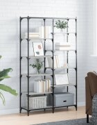 vidaXL Етажерка сив сонома 100x32x170 см инженерно дърво и желязо