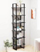 vidaXL Етажерка сива 60x30x210 см борово дърво масив