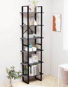 vidaXL Етажерка сива 60x30x210 см инженерна дървесина