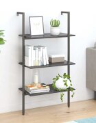 vidaXL Етажерка стълба с 3 рафта черна 64x35x1205 см