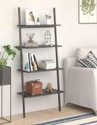 vidaXL Етажерка стълба с 4 рафта черна 64x34x1505 см