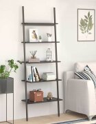 vidaXL Етажерка стълба с 5 рафта черна 64x34x1855 см