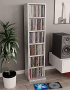 vidaXL Етажерка за дискове бетонно сива 21x20x88 см инженерно дърво