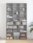 vidaXL Етажерка за дискове сив сонома 102x23x1775 см инженерно дърво