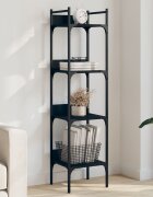 vidaXL Етажерка за книги 4 нива черна 35x30x1385 см инженерно дърво