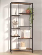 vidaXL Етажерка за книги 80x30x180 см стомана и инженерно дърво