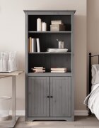 vidaXL Етажерка за книги BODO сива 82x40x173 см бор масив