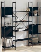 vidaXL Етажерка за книги черна 1555x24x1665 см инженерно дърво