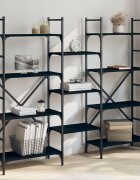 vidaXL Етажерка за книги черна 160x285x1365 см инженерно дърво