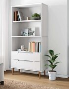 vidaXL Етажерка за книги MOLDE бяла 85x35x1705 см масивно дърво бор