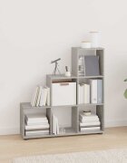 vidaXL Етажерка за книги стълбище бетонно сива 107 см инженерно дърво