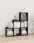 vidaXL Етажерка за книги стълбище черен 107 см инженерно дърво