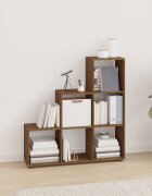 vidaXL Етажерка за книги стълбище кафяв дъб 107 см инженерно дърво