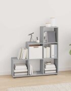 vidaXL Етажерка за книги стълбище сив сонома 107 см инженерно дърво