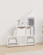 vidaXL Етажерка за книги тип стълбище бял гланц 107 см инженерно дърво