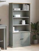 vidaXL Етажерка за книги VIGO сива 85x35x170 см бор масив