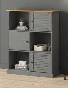 vidaXL Етажерка за книги VIGO сива 90x35x1145 см бор масив