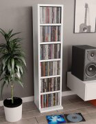 vidaXL Етажерка за компактдискове бяла 21x20x88 см инженерно дърво