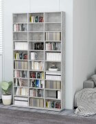 vidaXL Етажерка за компактдискове сива 102x16x1775 см инженерно дърво