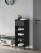 vidaXL Етажерка за обувки черна 40x36x105 см инженерно дърво