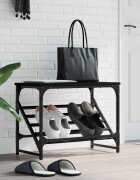 vidaXL Етажерка за обувки черна 60x30x45 см инженерно дърво